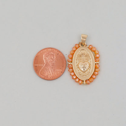 18K Gold Filled Sacred Heart Charm Pendant for Jewelry Making