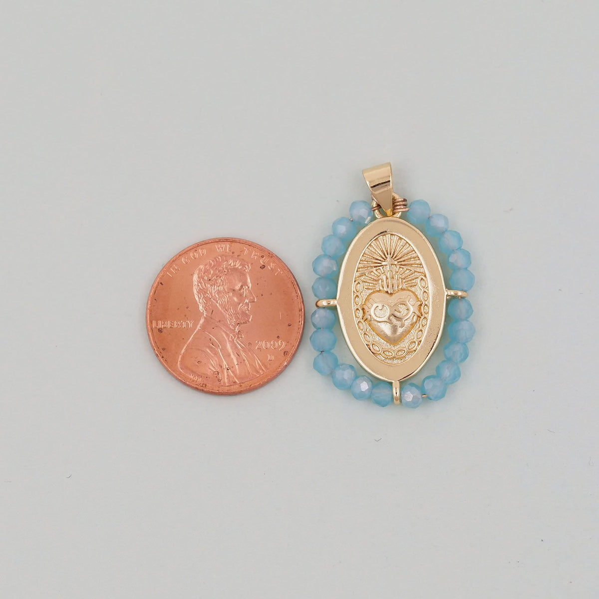 18K Gold Filled Sacred Heart Charm Pendant for Jewelry Making