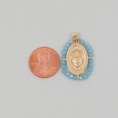 18K Gold Filled Sacred Heart Charm Pendant for Jewelry Making