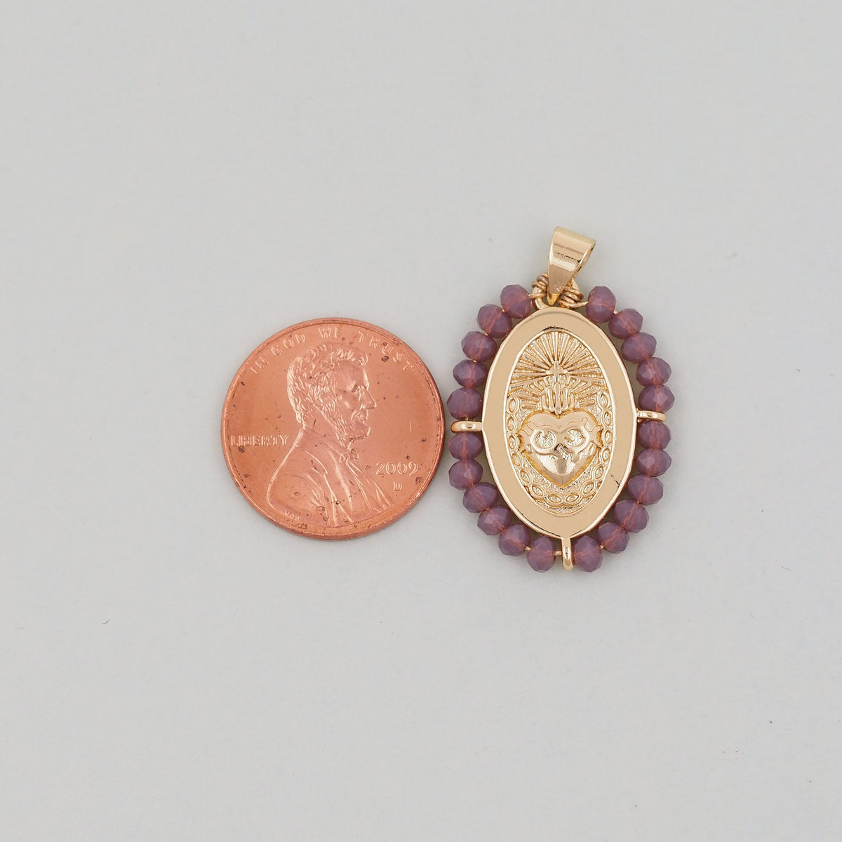 18K Gold Filled Sacred Heart Charm Pendant for Jewelry Making