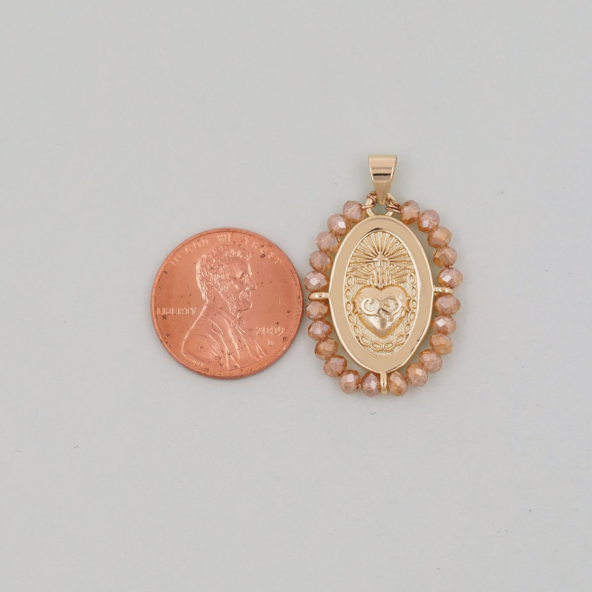 18K Gold Filled Sacred Heart Charm Pendant for Jewelry Making