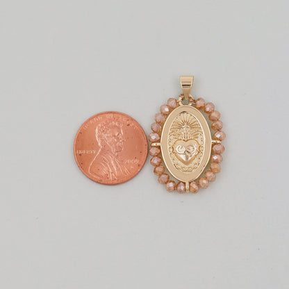 18K Gold Filled Sacred Heart Charm Pendant for Jewelry Making
