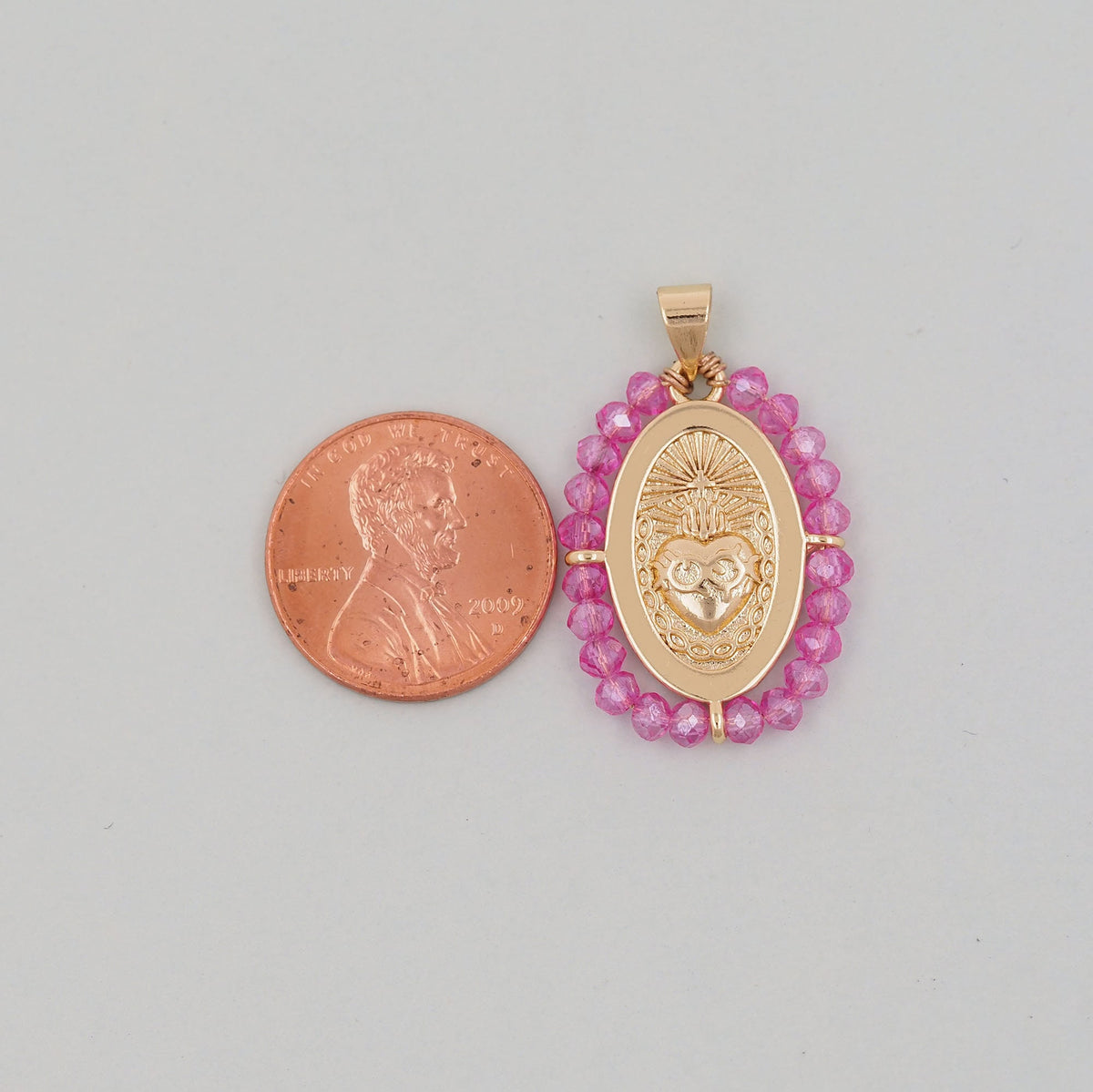 18K Gold Filled Sacred Heart Charm Pendant for Jewelry Making