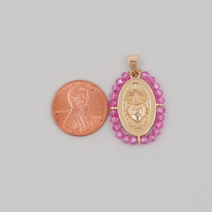 18K Gold Filled Sacred Heart Charm Pendant for Jewelry Making
