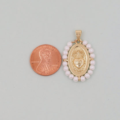 18K Gold Filled Sacred Heart Charm Pendant for Jewelry Making