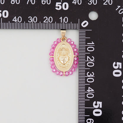 18K Gold Filled Sacred Heart Charm Pendant for Jewelry Making