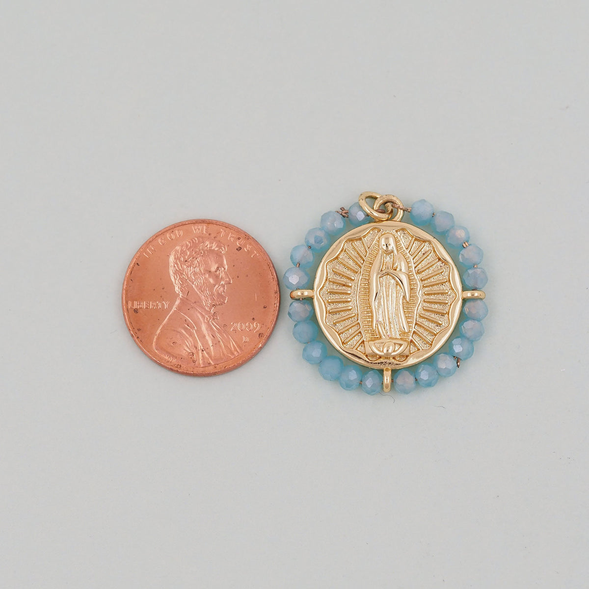 Gold Our Lady of Guadalupe Charms,18K Gold Filled crystal virgin mary Pendant Charm Bracelet Necklace for DIY Jewelry Making 