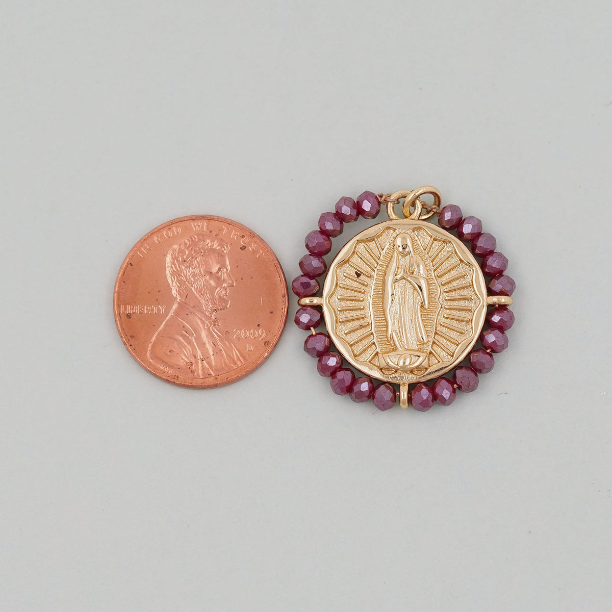 Gold Our Lady of Guadalupe Charms,18K Gold Filled crystal virgin mary Pendant Charm Bracelet Necklace for DIY Jewelry Making 