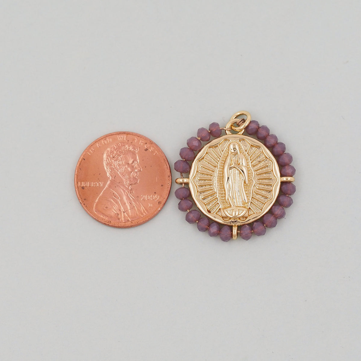 Gold Our Lady of Guadalupe Charms,18K Gold Filled crystal virgin mary Pendant Charm Bracelet Necklace for DIY Jewelry Making 