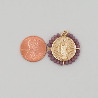 Gold Our Lady of Guadalupe Charms,18K Gold Filled crystal virgin mary Pendant Charm Bracelet Necklace for DIY Jewelry Making 