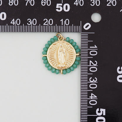 Gold Our Lady of Guadalupe Charms,18K Gold Filled crystal virgin mary Pendant Charm Bracelet Necklace for DIY Jewelry Making 