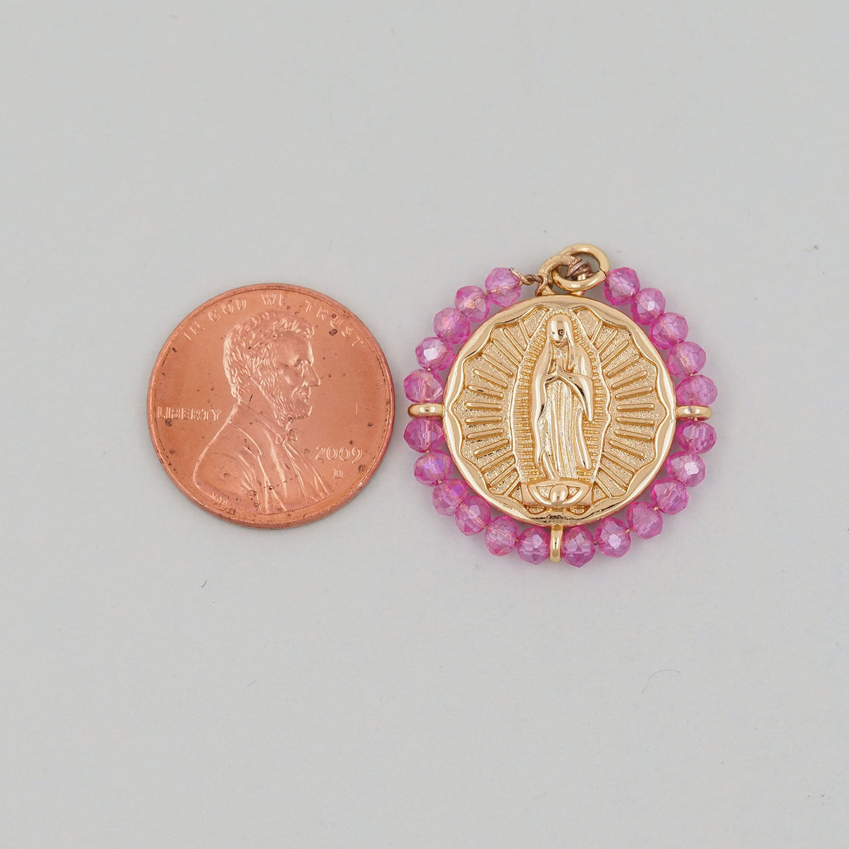 Gold Our Lady of Guadalupe Charms,18K Gold Filled crystal virgin mary Pendant Charm Bracelet Necklace for DIY Jewelry Making 