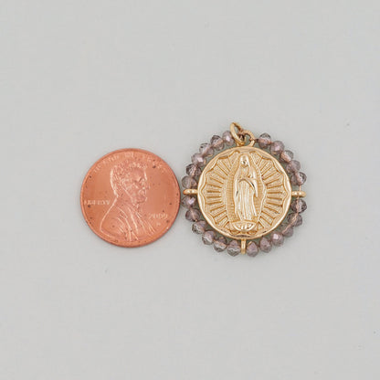 Gold Our Lady of Guadalupe Charms,18K Gold Filled crystal virgin mary Pendant Charm Bracelet Necklace for DIY Jewelry Making 