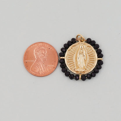 Gold Our Lady of Guadalupe Charms,18K Gold Filled crystal virgin mary Pendant Charm Bracelet Necklace for DIY Jewelry Making 