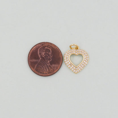 Gold Heart Charms,18K Gold Filled Heart Pendant,Heart Charm Bracelet Necklace for DIY Jewelry Making Supply