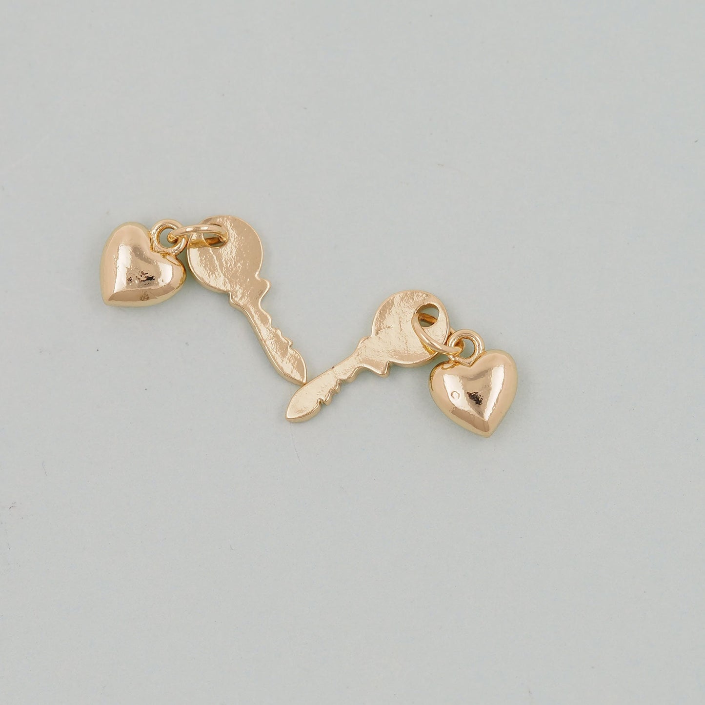 Gold Heart Key Charms,18K Gold Filled Key Pendant,Tiny Heart Charm Bracelet Necklace for DIY Jewelry Making Supply