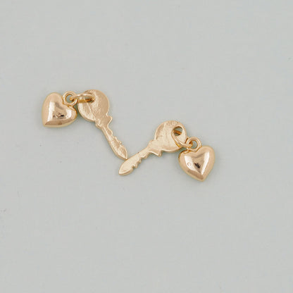 Gold Heart Key Charms,18K Gold Filled Key Pendant,Tiny Heart Charm Bracelet Necklace for DIY Jewelry Making Supply