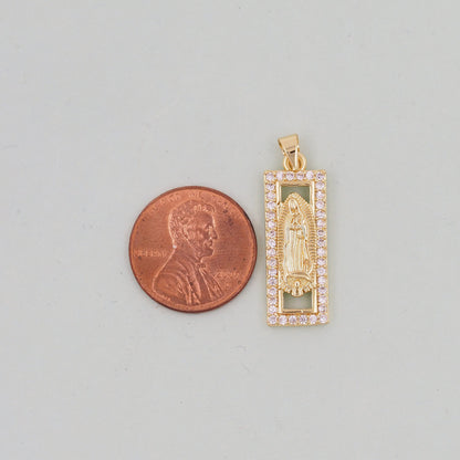 Gold Our Lady of Guadalupe Charms,18K Gold Filled Jesus Pendant Virgin Mary Charm Bracelet Necklace for DIY Jewelry Making Supply