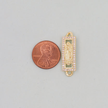 Gold Our Lady of Guadalupe Connector Charms,18K Gold Filled Jesus Pendant Virgin Mary Charm Bracelet Necklace for DIY Jewelry Making Supply