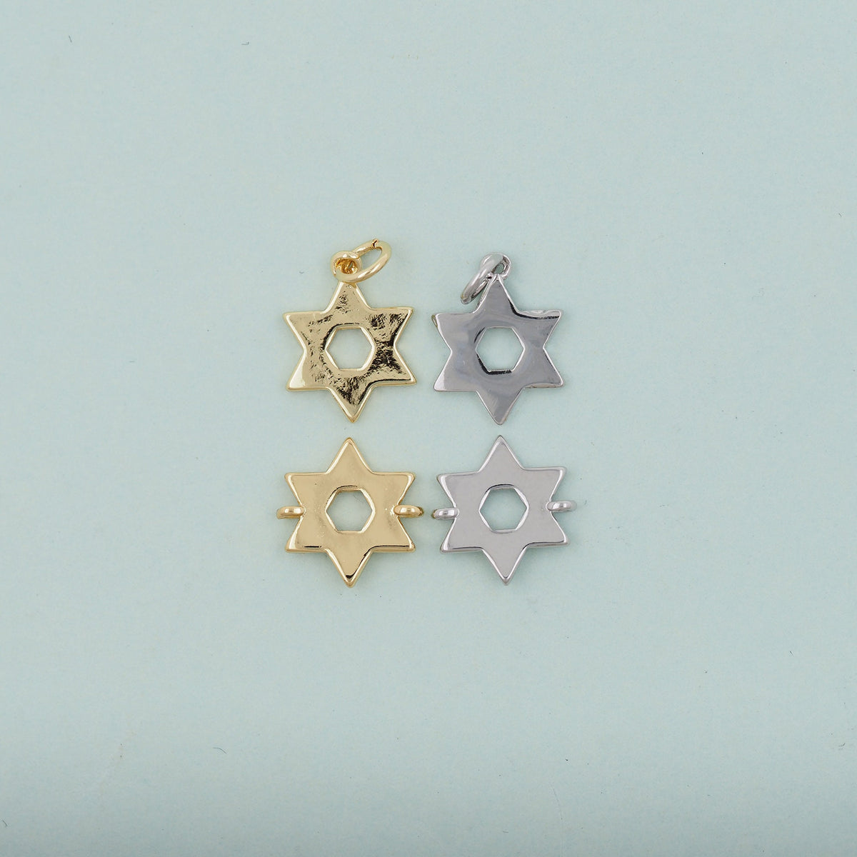 Gold Star of David Pendant,18K Gold Filled Star of David,Silver Star of David Bracelet Necklace for DIY Jewelry Making Supply
