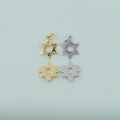 Gold Star of David Pendant,18K Gold Filled Star of David,Silver Star of David Bracelet Necklace for DIY Jewelry Making Supply