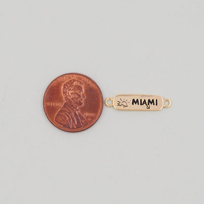 Gold Miami Connector Charms,18K Gold Filled flame Miami Pendant Bracelet Necklace for DIY Jewelry Making Supply