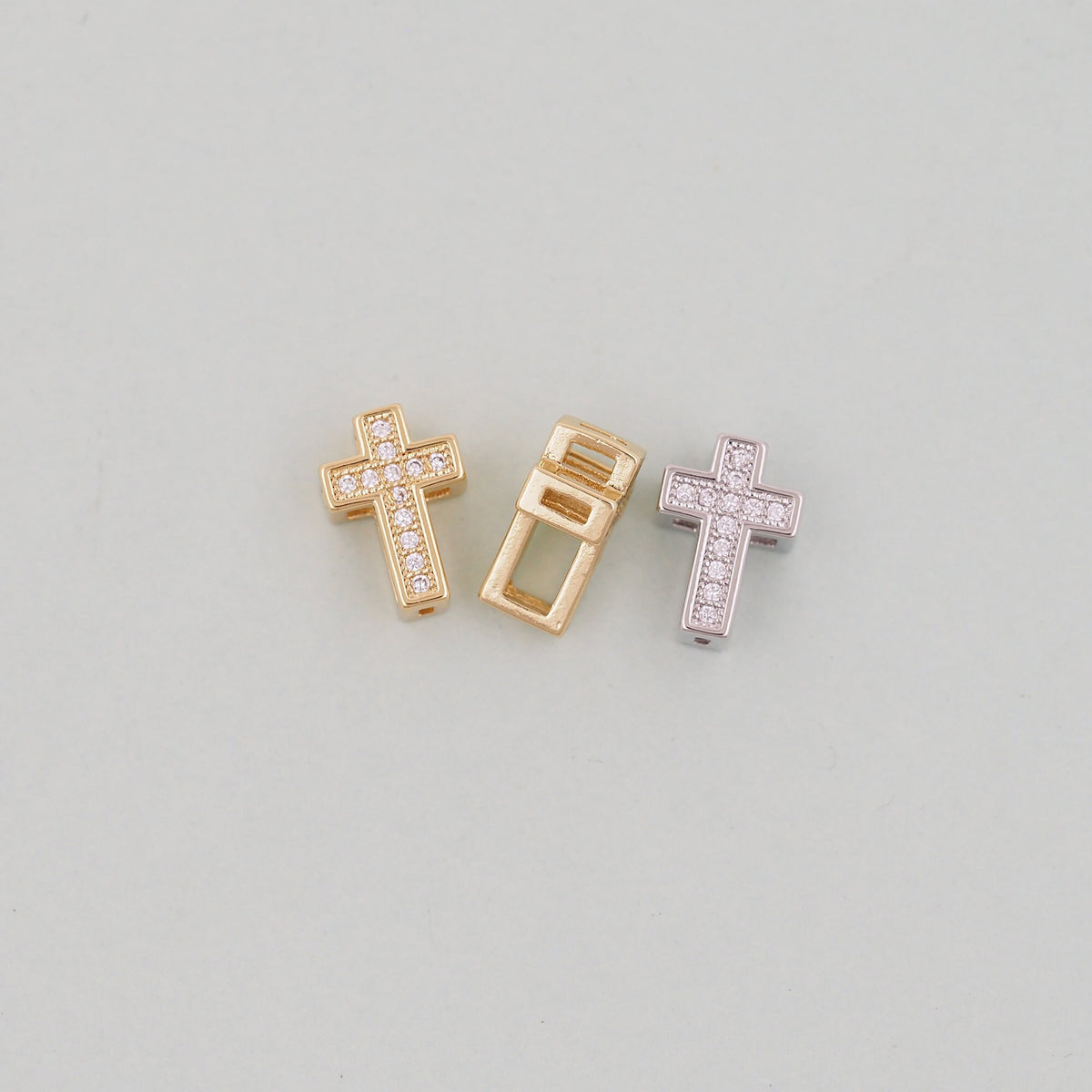 Gold Cross Charms,18K Gold Filled Cross Pendant,Silver Religious Charm Bracelet Necklace for DIY Jewelry Making Supply