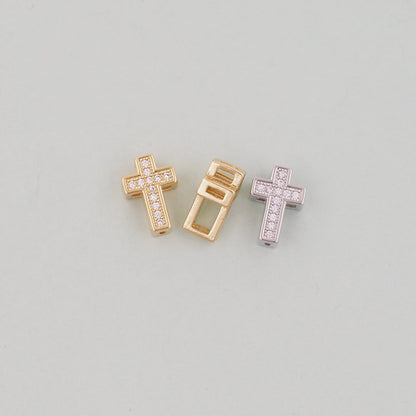 Gold Cross Charms,18K Gold Filled Cross Pendant,Silver Religious Charm Bracelet Necklace for DIY Jewelry Making Supply