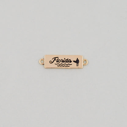 Gold Florida Connector Charms,18K Gold Filled Florida Pendant Bracelet Necklace for DIY Jewelry Making Supply