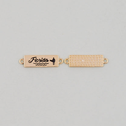 Gold Florida Connector Charms,18K Gold Filled Florida Pendant Bracelet Necklace for DIY Jewelry Making Supply