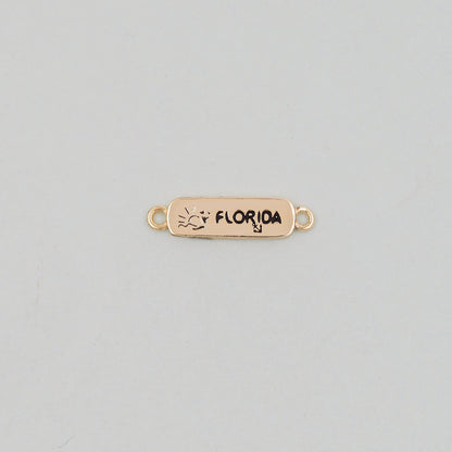 Gold Florida Connector Charms,18K Gold Filled Florida Pendant Bracelet Necklace for DIY Jewelry Making Supply