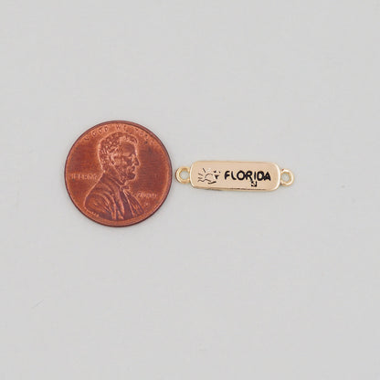 Gold Florida Connector Charms,18K Gold Filled Florida Pendant Bracelet Necklace for DIY Jewelry Making Supply