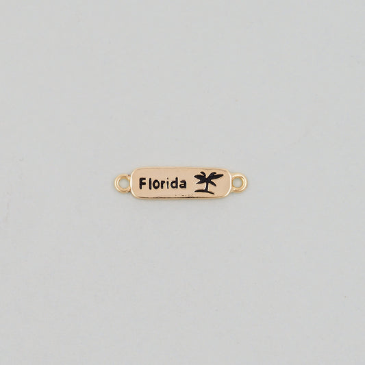 Gold Florida Connector Charms,18K Gold Filled Florida Pendant Bracelet Necklace for DIY Jewelry Making Supply