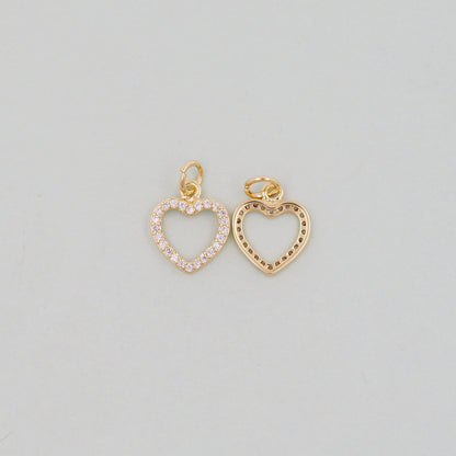 Gold Heart Charms,18K Gold Filled Heart Pendant,Tiny Heart Charm Bracelet Necklace for DIY Jewelry Making Supply