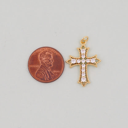 18K Gold Filled Cross Charm Pendant for Jewelry Making