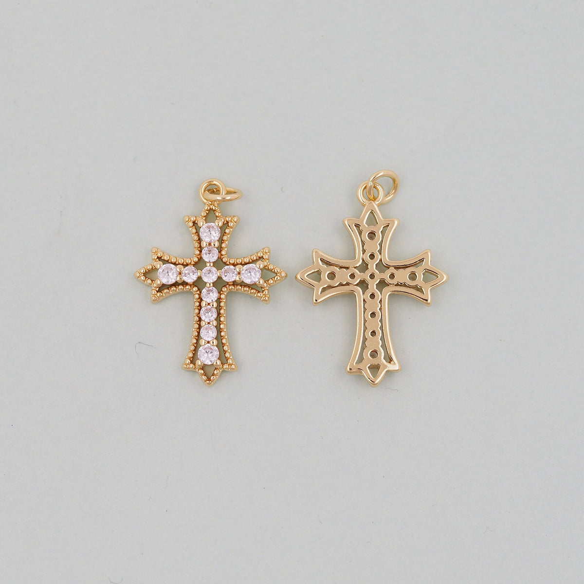 18K Gold Filled Cross Charm Pendant for Jewelry Making