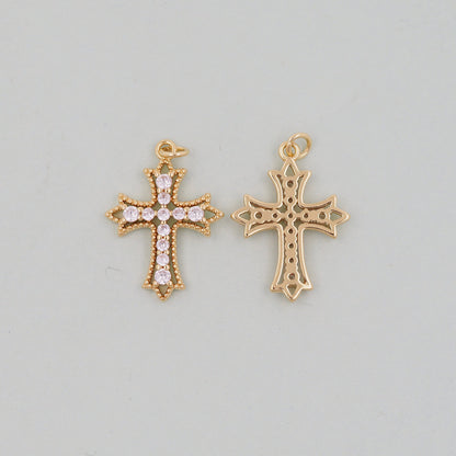 18K Gold Filled Cross Charm Pendant for Jewelry Making