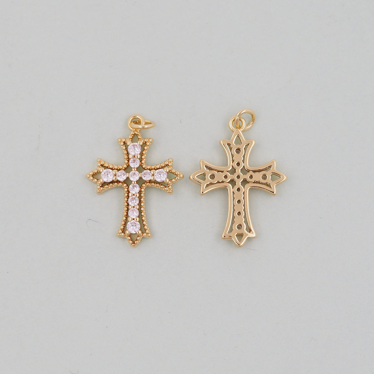Gold Cross Charms,18K Gold Filled Cross Pendant,Silver Religious Charm Bracelet Necklace for DIY Jewelry Making Supply
