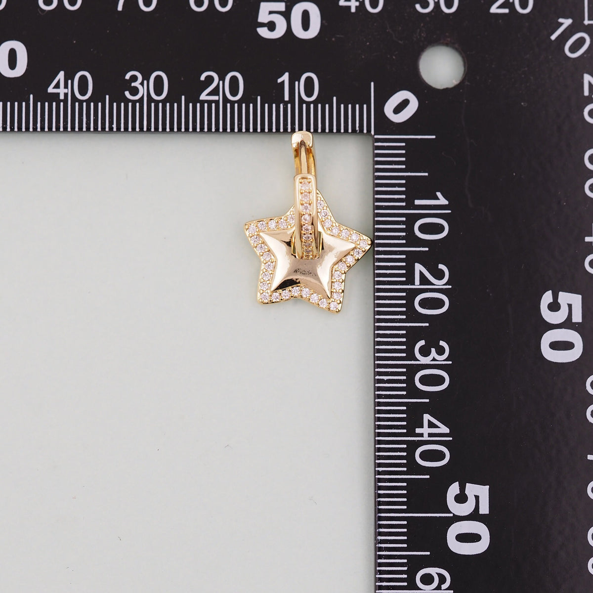 18K Gold Filled Star Charm Pendant for Jewelry Making