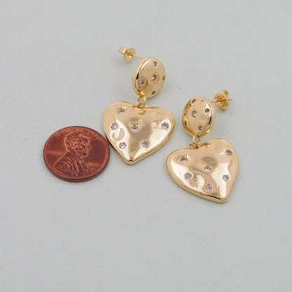 1pair 18K Gold Filled Heart Earrings,Gold Earrings,Dainty Earrings