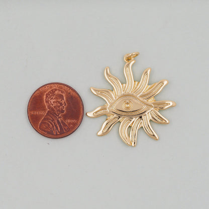 Gold Sun Charms,18K Gold Filled Sun Pendant,Celestial Charm Bracelet Necklace for DIY Jewelry Making Supply