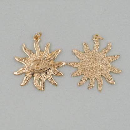 Gold Sun Charms,18K Gold Filled Sun Pendant,Celestial Charm Bracelet Necklace for DIY Jewelry Making Supply