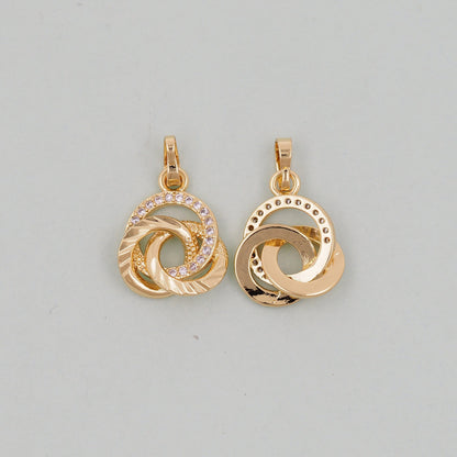 Gold Round Charms,18K Gold Filled three circles Pendant,three circles Charm Bracelet Necklace for DIY Jewelry Making Supply