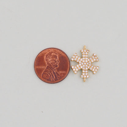 Gold snowflake Charms,18K Gold Filled snowflake Pendant Charm Bracelet Necklace for DIY Jewelry Making Supply