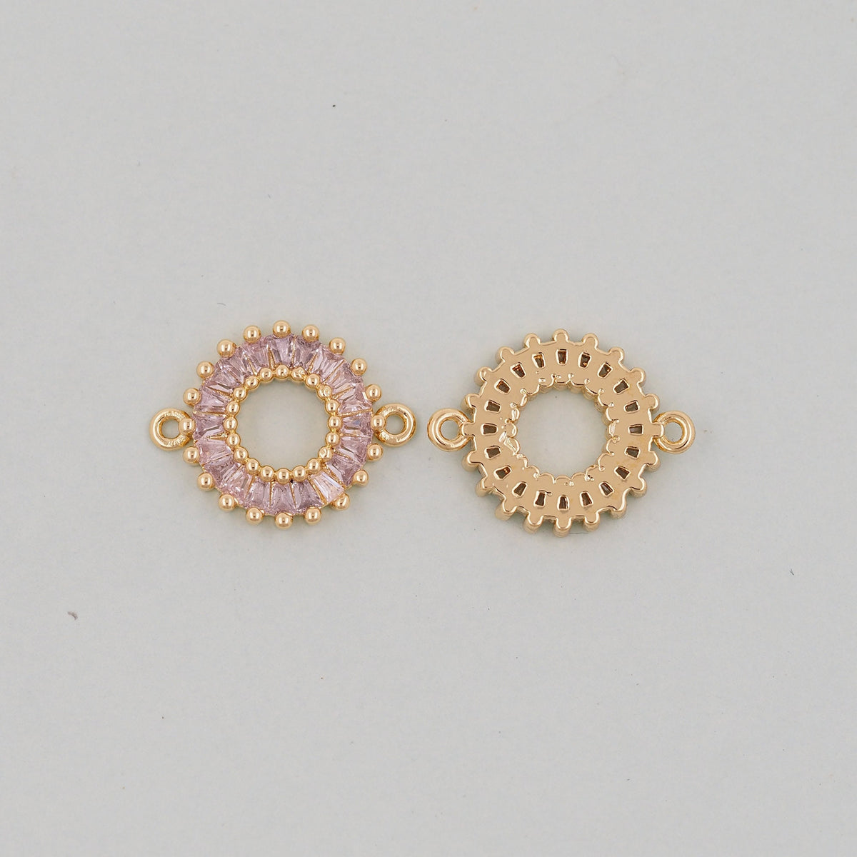 Gold Round Connector Charms,18K Gold Filled Round Pendant,Round Charm Bracelet Necklace for DIY Jewelry Making Supply