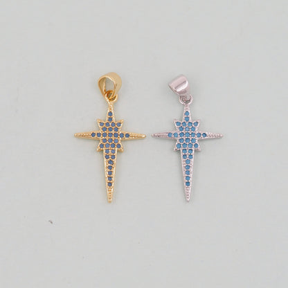 Gold Star Charms,18K Gold Filled Starburst Pendant,North Star Charm Bracelet Necklace for DIY Jewelry Making Supply