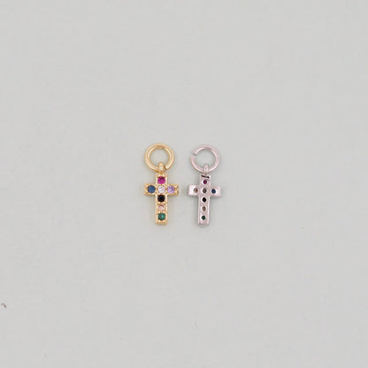 Gold Cross Charms,18K Gold Filled Cross Pendant,Silver Religious Charm Bracelet Necklace for DIY Jewelry Making Supply