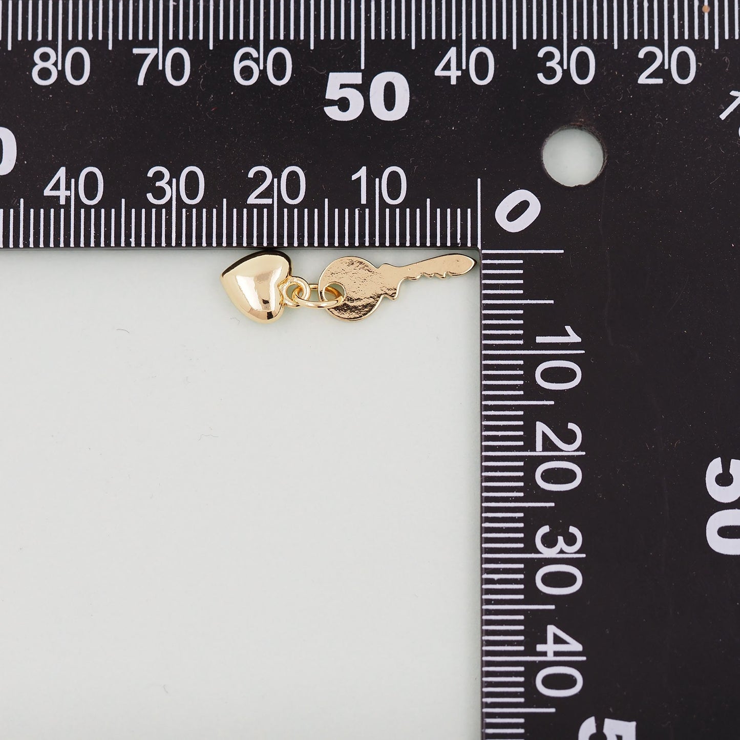 Gold Heart Key Charms,18K Gold Filled Key Pendant,Tiny Heart Charm Bracelet Necklace for DIY Jewelry Making Supply