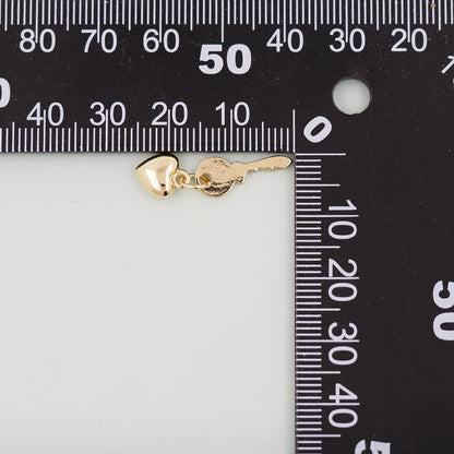 Gold Heart Key Charms,18K Gold Filled Key Pendant,Tiny Heart Charm Bracelet Necklace for DIY Jewelry Making Supply