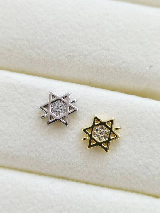 Gold Star of David Pendant,18K Gold Filled Star of David,Silver Star of David Bracelet Necklace for DIY Jewelry Making Supply